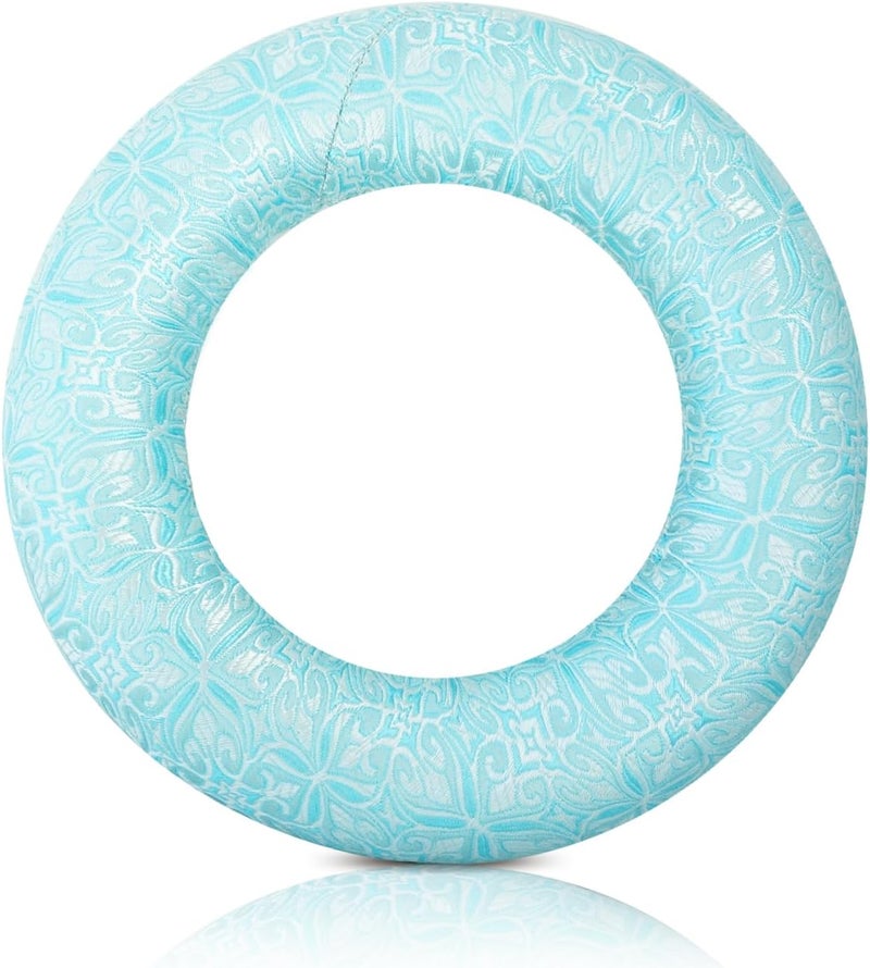 UPCEED Singing Bowl Cushion for Tibetan Singing Bowls, Handmade Silk Brocade Round Cushion Pillow for Sound Healing and Crystal Sound Bowls Accessories(CyanBlue,6.7 Inch) - Image 1
